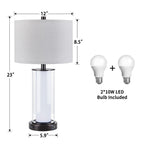 Ensemble de 2 lampes de table modernes en verre KAWOTI de 23 pouces avec veilleuse