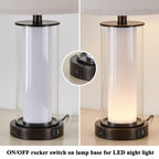 Ensemble de 2 lampes de table modernes en verre KAWOTI de 23 pouces avec veilleuse