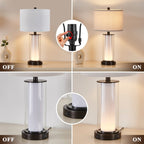Ensemble de 2 lampes de table modernes en verre KAWOTI de 23 pouces avec veilleuse