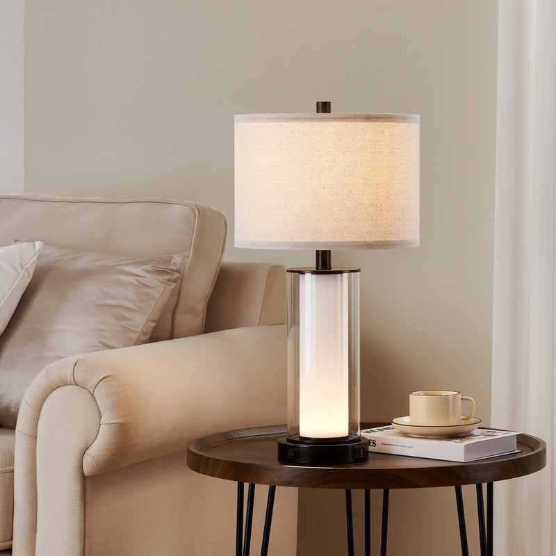 Ensemble de 2 lampes de table modernes en verre KAWOTI de 23 pouces avec veilleuse