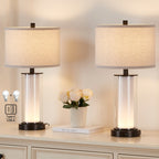 Ensemble de 2 lampes de table modernes en verre KAWOTI de 23 pouces avec veilleuse