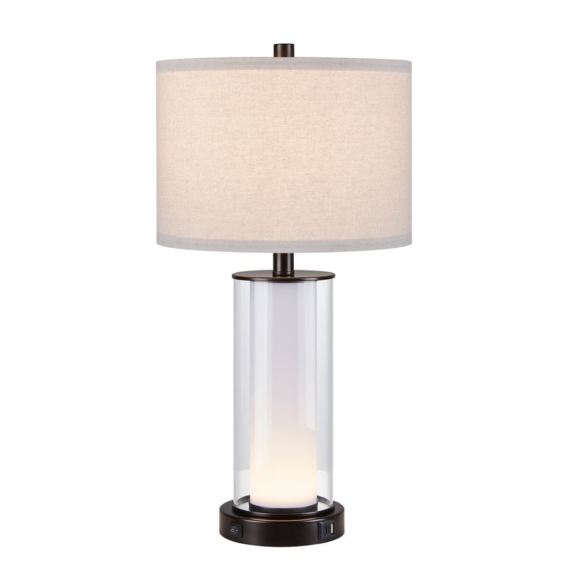 Ensemble de 2 lampes de table modernes en verre KAWOTI de 23 pouces avec veilleuse