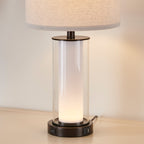 Ensemble de 2 lampes de table modernes en verre KAWOTI de 23 pouces avec veilleuse