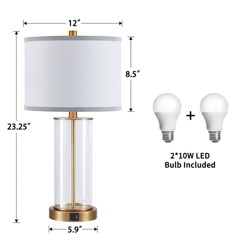 Ensemble de lampes de table à commande tactile KAWOTI 23.25 avec port USB et ampoules
