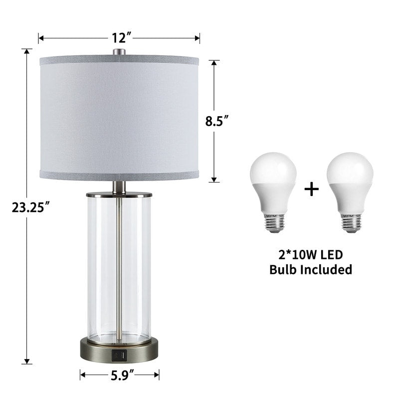 Ensemble de lampes de table à commande tactile KAWOTI 23.25 avec port USB et ampoules