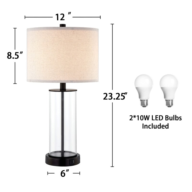 Ensemble de lampes de table à commande tactile KAWOTI 23.25 avec port USB et ampoules