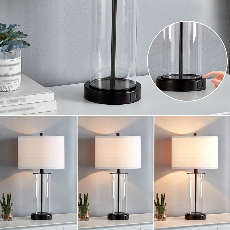 Ensemble de lampes de table à commande tactile KAWOTI 23.25 avec port USB et ampoules