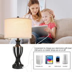 Lampe de table tactile KAWOTI 23 avec ampoules et port USB (lot de 2) – L12 x H23,25
