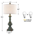 Ensemble de lampes de table KAWOTI 25,5 pouces avec ports USB et ampoules (lot de 2) - L 12 x H 25,5