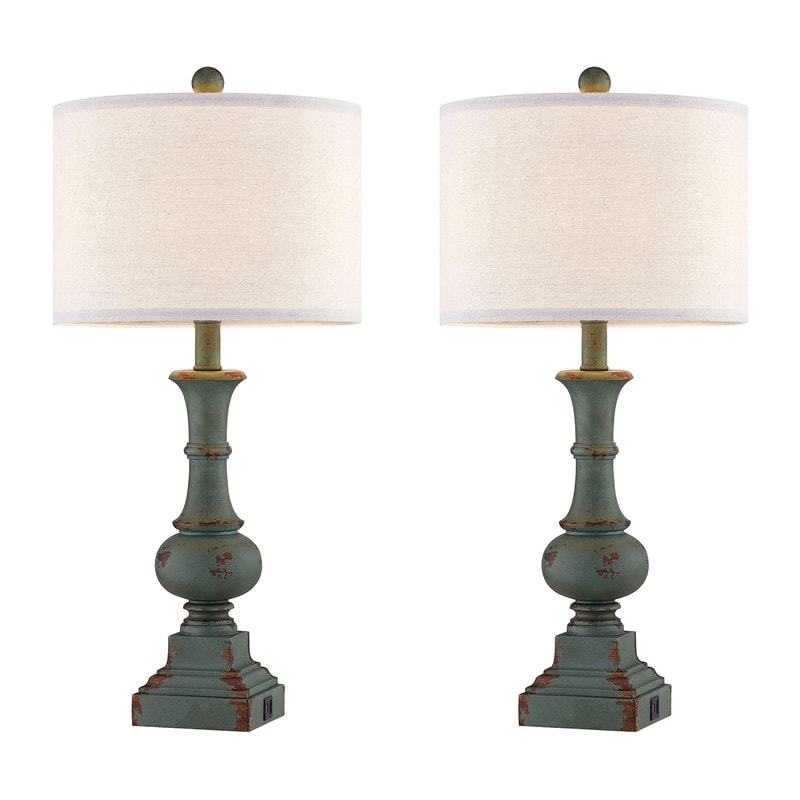Ensemble de lampes de table KAWOTI 25,5 pouces avec ports USB et ampoules (lot de 2) - L 12 x H 25,5