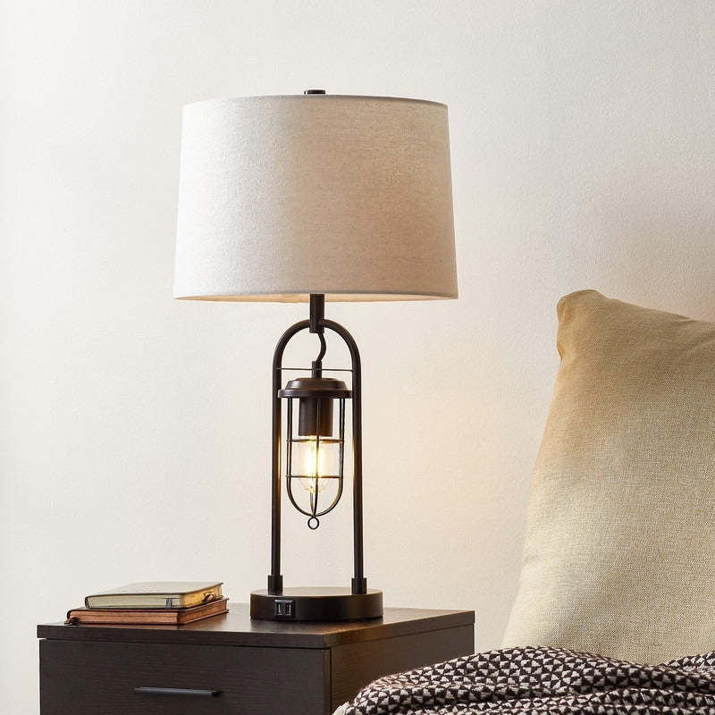 Lampe de table KAWOTI 26 pouces en bronze foncé avec ports USB et veilleuse