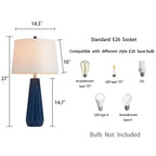 Lampe de table bleue KAWOTI 27 avec abat-jour en tissu