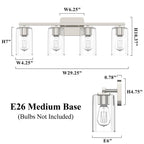Applique de salle de bain moderne KAWOTI 29 pouces à 4 lumières avec abat-jour en verre transparent