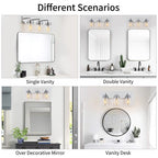 Applique de salle de bain KAWOTI à 3 lampes avec abat-jour en verre transparent
