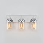 Applique de salle de bain KAWOTI à 3 lampes avec abat-jour en verre transparent
