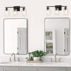 Applique de salle de bain KAWOTI à 3 lampes avec abat-jour en verre transparent