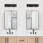 Applique de salle de bain KAWOTI à 3 lampes avec abat-jour en verre transparent