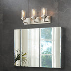 Applique de salle de bain KAWOTI à 3 lampes avec abat-jour en verre transparent