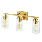 Applique de salle de bain KAWOTI à 3 lampes avec abat-jour en verre transparent