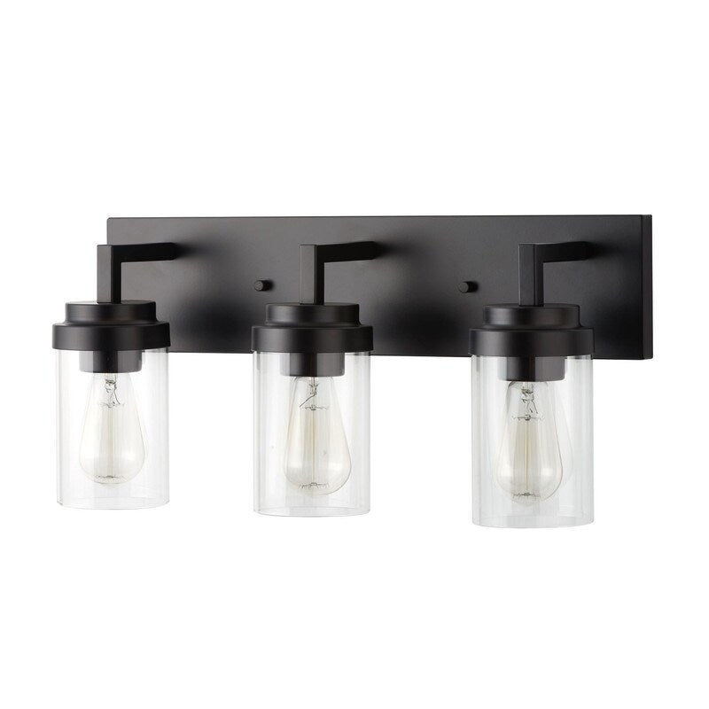 Applique de salle de bain KAWOTI à 3 lampes avec abat-jour en verre transparent