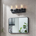 Applique de salle de bain KAWOTI à 3 lampes avec abat-jour en verre transparent