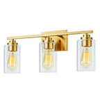 Applique de salle de bain KAWOTI à 3 lampes avec abat-jour en verre transparent