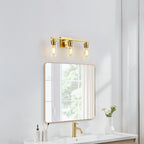 Applique de salle de bain KAWOTI à 3 lampes avec abat-jour en verre transparent