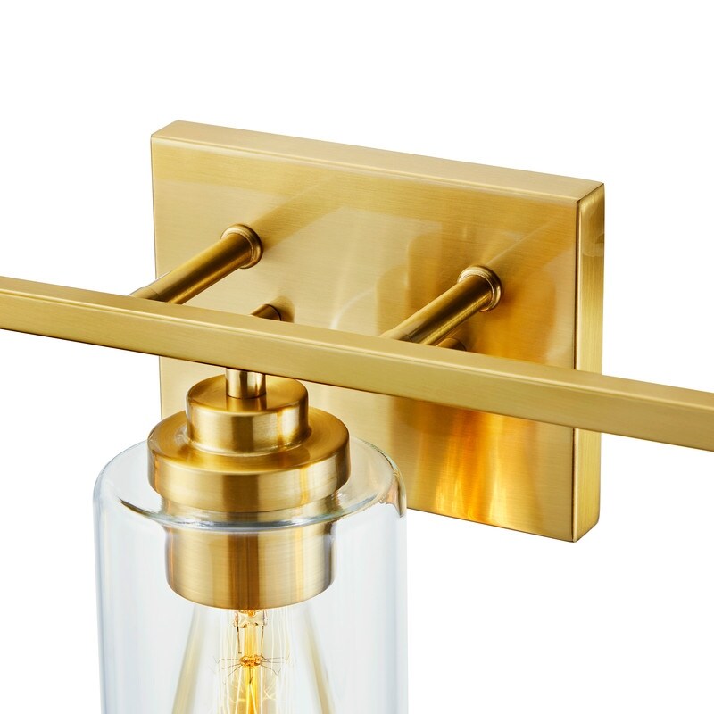Applique de salle de bain KAWOTI à 3 lampes avec abat-jour en verre transparent