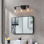 Applique de salle de bain KAWOTI à 3 lampes avec abat-jour en verre transparent