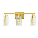 Applique de salle de bain KAWOTI à 3 lampes avec abat-jour en verre transparent