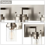 Applique de salle de bain KAWOTI à 3 lampes avec abat-jour en verre transparent