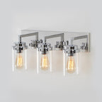 Applique de salle de bain KAWOTI à 3 lampes avec abat-jour en verre transparent