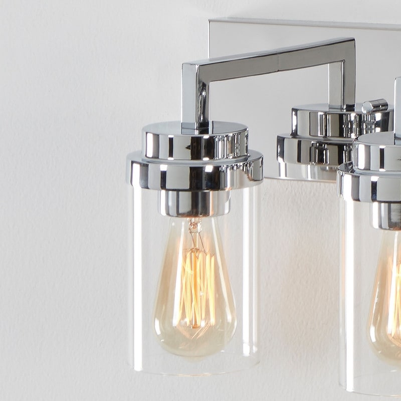 Applique de salle de bain KAWOTI à 3 lampes avec abat-jour en verre transparent