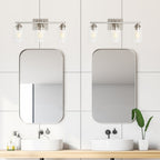 Applique de salle de bain KAWOTI à 3 lampes avec abat-jour en verre transparent