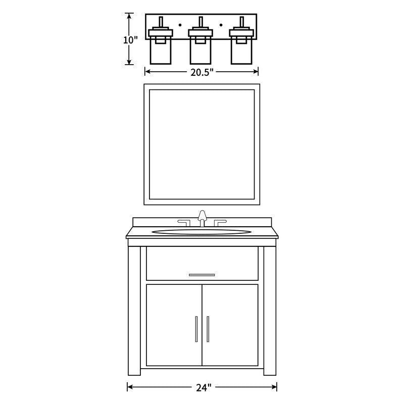 Applique de salle de bain KAWOTI à 3 lampes avec abat-jour en verre transparent