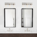 Applique de salle de bain KAWOTI à 3 lampes avec abat-jour en verre transparent