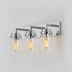 Applique de salle de bain KAWOTI à 3 lampes avec abat-jour en verre transparent