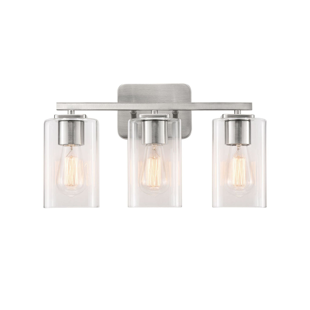 Applique de salle de bain KAWOTI à 3 lampes avec abat-jour rectangulaire en verre