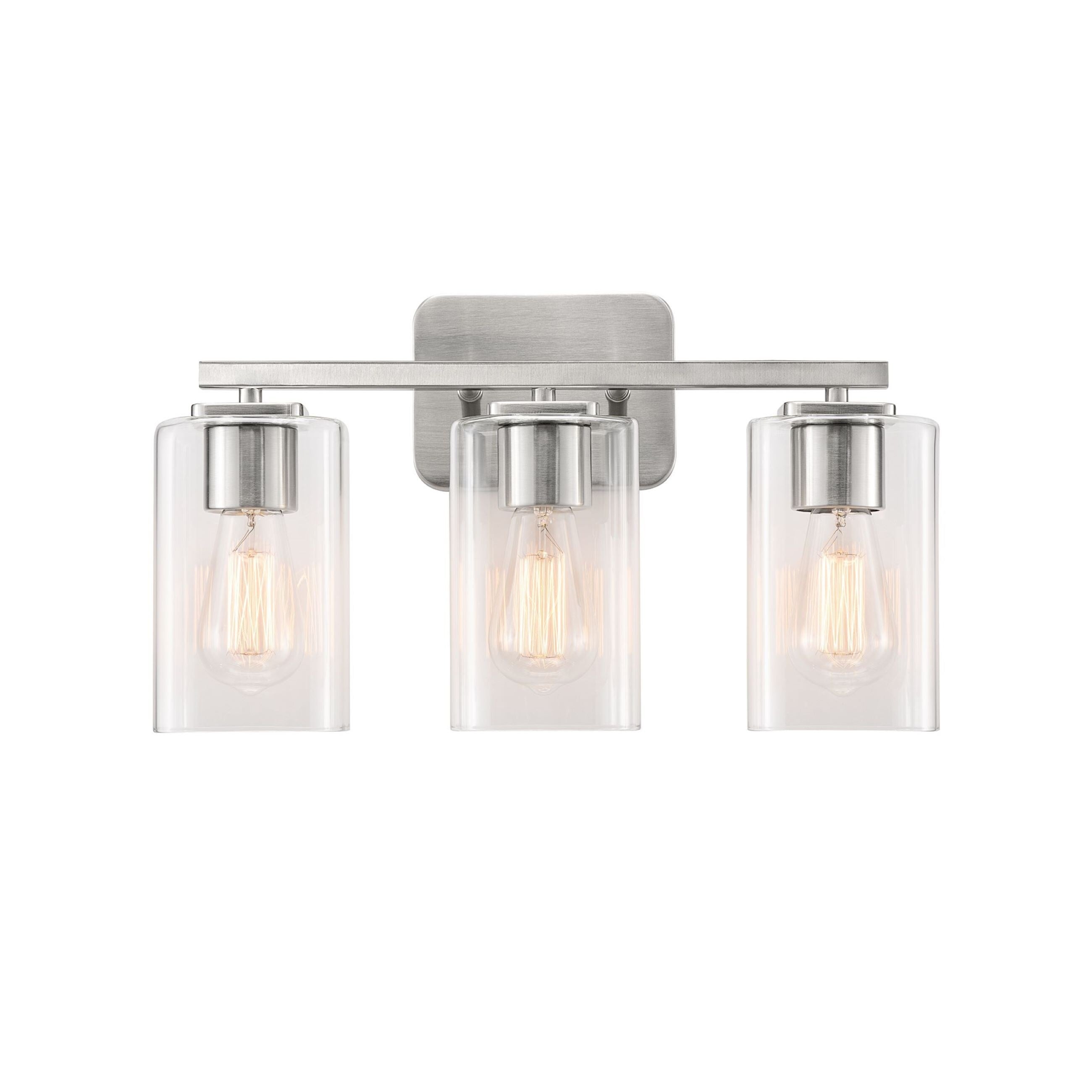 Applique de salle de bain KAWOTI à 3 lampes avec abat-jour rectangulaire en verre