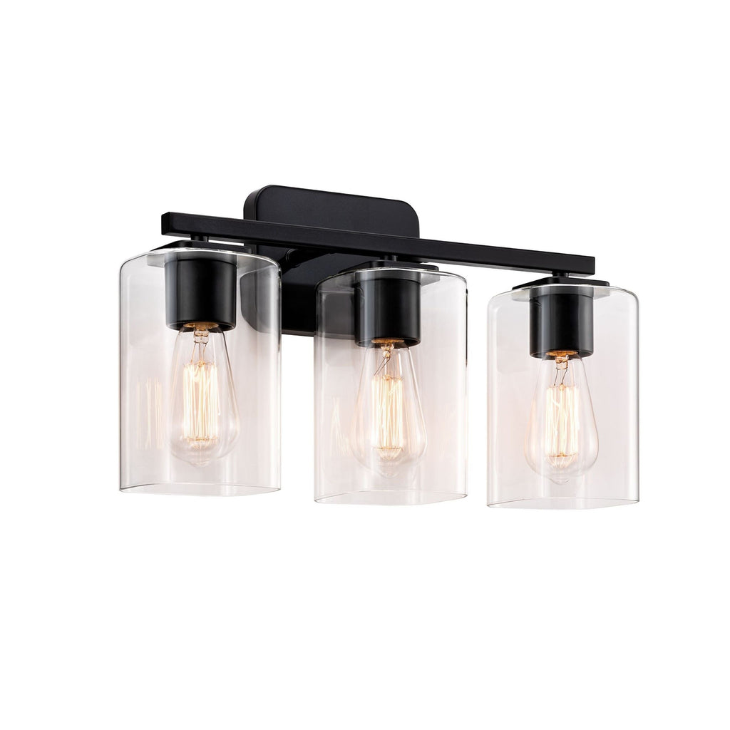 Applique de salle de bain KAWOTI à 3 lampes avec abat-jour rectangulaire en verre