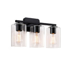 Applique de salle de bain KAWOTI à 3 lampes avec abat-jour rectangulaire en verre