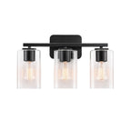 Applique de salle de bain KAWOTI à 3 lampes avec abat-jour rectangulaire en verre