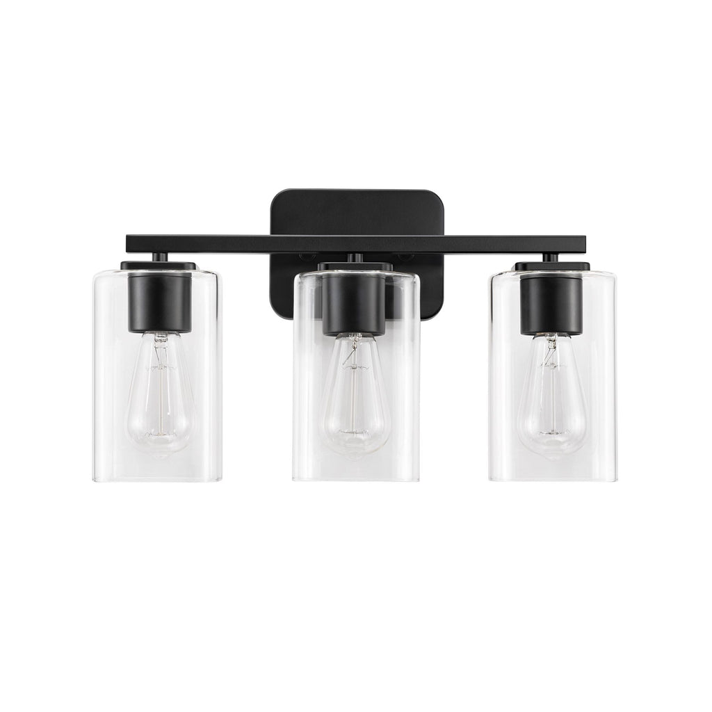 Applique de salle de bain KAWOTI à 3 lampes avec abat-jour rectangulaire en verre