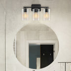Applique de salle de bain KAWOTI à 3 lampes avec abat-jour rectangulaire en verre