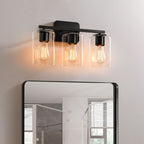 Applique de salle de bain KAWOTI à 3 lampes avec abat-jour rectangulaire en verre