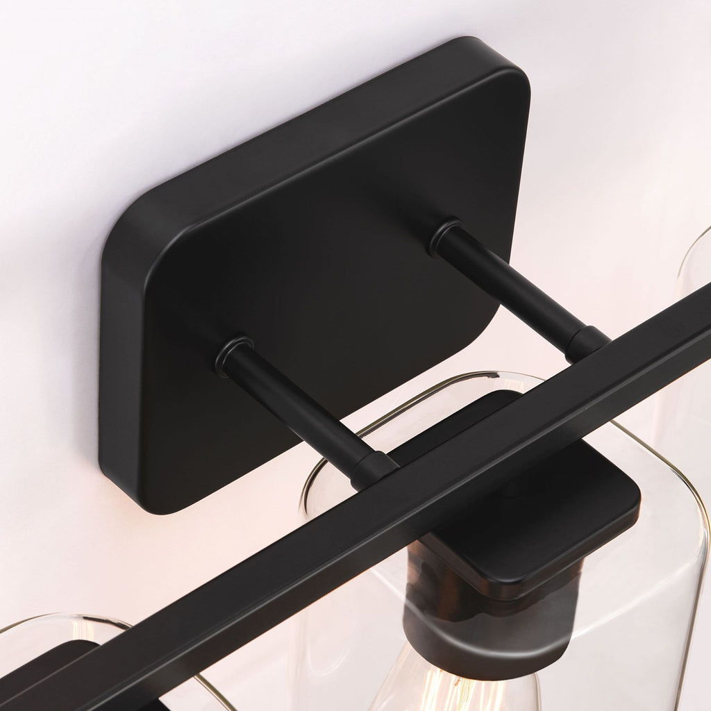 Applique de salle de bain KAWOTI à 3 lampes avec abat-jour rectangulaire en verre