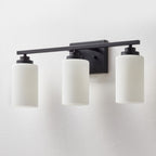 Applique de salle de bain KAWOTI à 3 lampes à intensité variable avec verre blanc givré