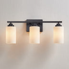 Applique de salle de bain KAWOTI à 3 lampes à intensité variable avec verre blanc givré