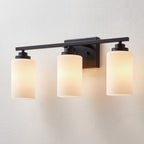 Applique de salle de bain KAWOTI à 3 lampes à intensité variable avec verre blanc givré