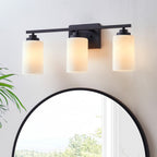 Applique de salle de bain KAWOTI à 3 lampes à intensité variable avec verre blanc givré